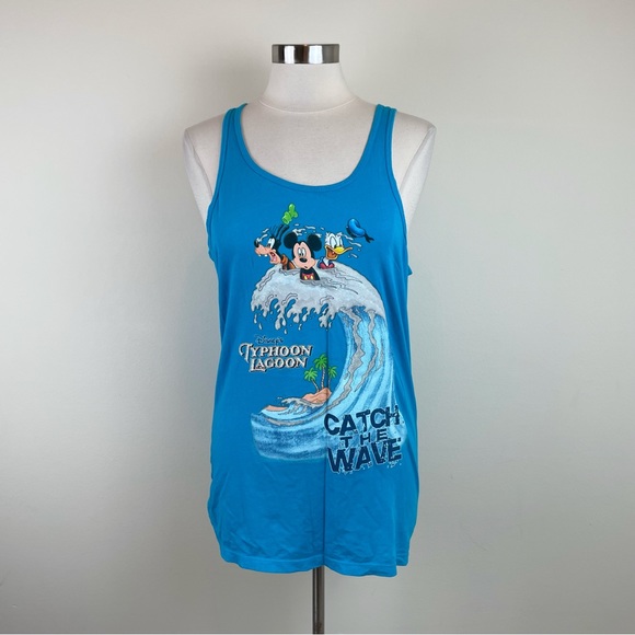 Disneyland Walt Disney World Typhoon Lagoon Catch The Wave Blue Top 2XL - Picture 1 of 6